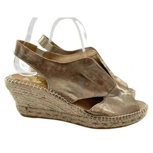 Kanna womens espadrilles size 40 bronze leather wedges costal